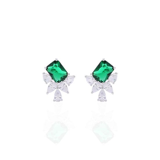 Ultra Premium Hydro Emerald Drop Solitaire Crystal Earrings on Pure 925 Silver