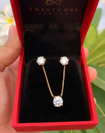 The 18k Gold Finish Classic Solitaire Pendant Set on 925 Silver