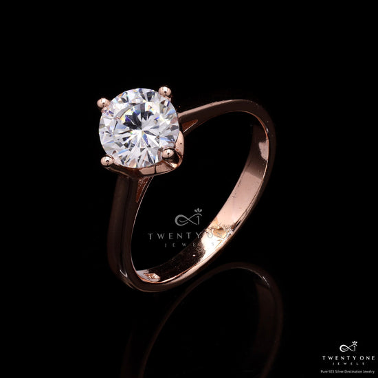 The 2 Carat 4 Prongs Solitaire Rose Gold Margot Ring On 925 Silver