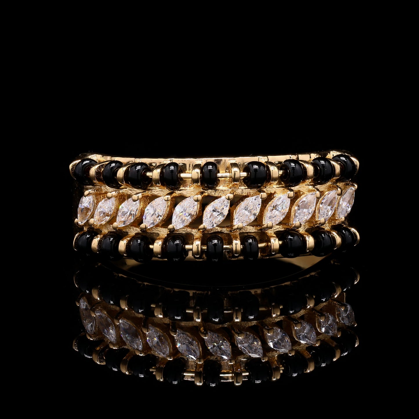 18k Gold Finish Tara Mangalsutra Ring on Pure 925 Silver