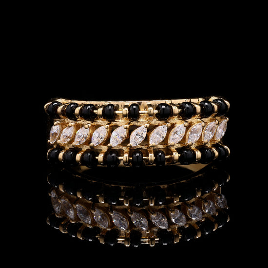 18k Gold Finish Tara Mangalsutra Ring on Pure 925 Silver