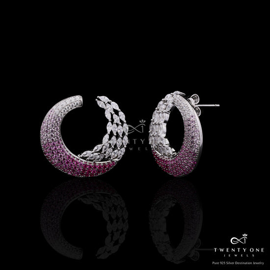 Premium Marquise Diamond Ombre Ruby Beyonce Stud Earrings on Pure 925 Silver