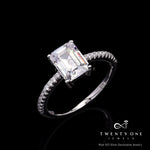 1.5 Carat Emerald Cut Solitaire Suzanna Ring on Pure 925 Silver