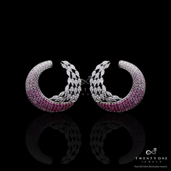 Premium Marquise Diamond Ombre Ruby Beyonce Stud Earrings on Pure 925 Silver