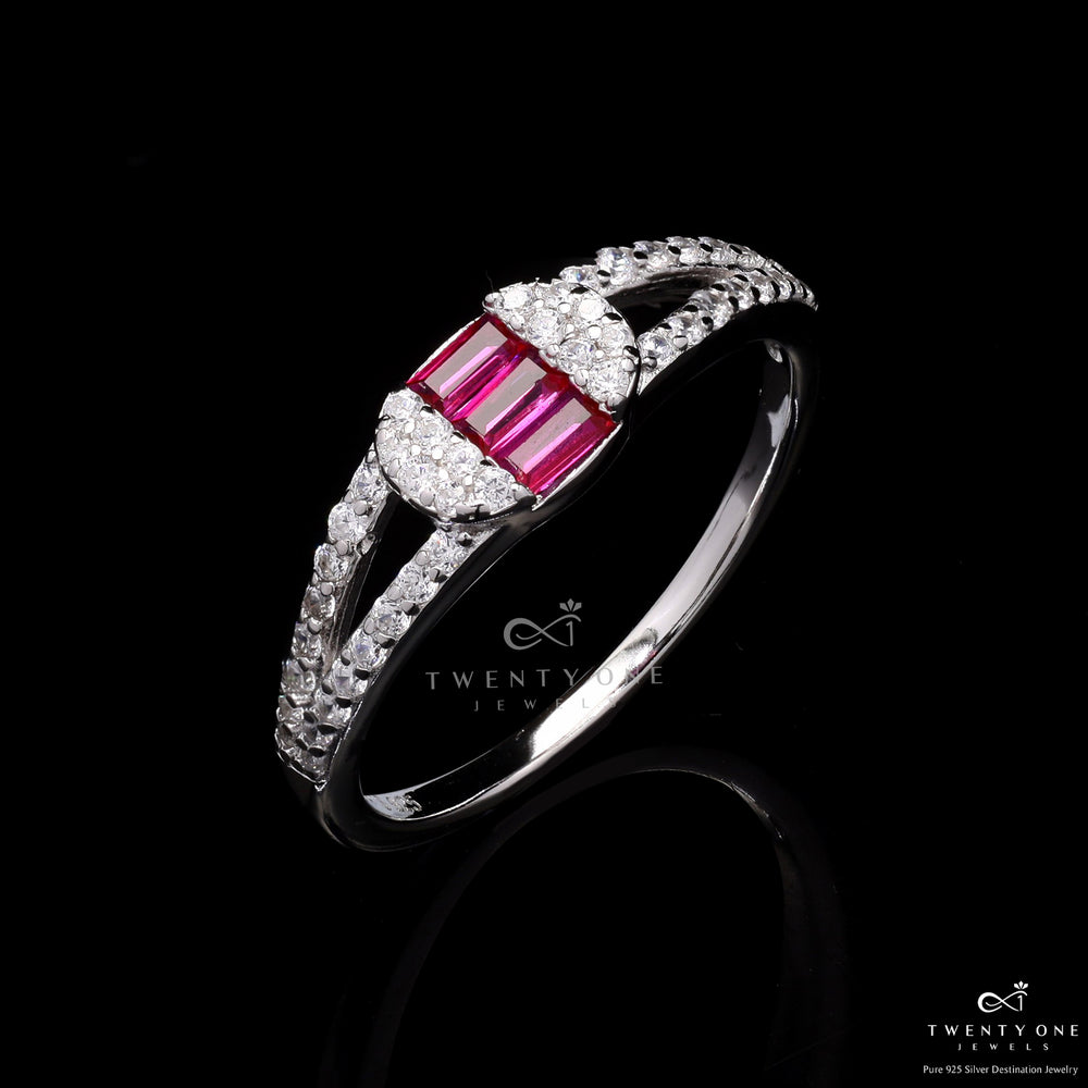 Kaisha Ruby and Diamond Ring On Pure 925 Silver