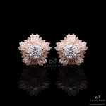 Rose Gold Amrita Studs With Diamond Baguette On 925 Silver