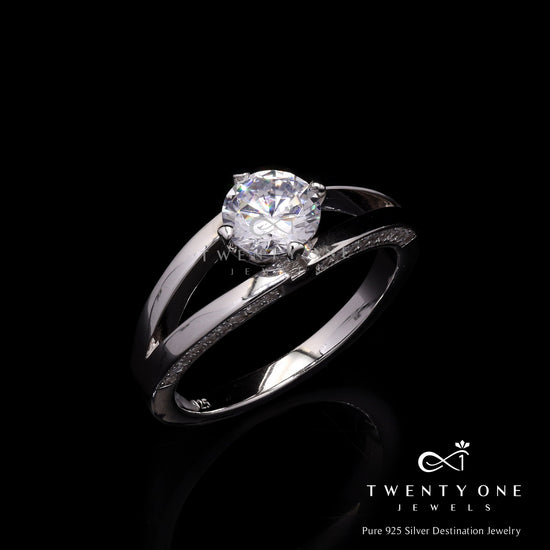 1 Carat Centre Diamond Solitaire Fiona Ring on Pure 925 Silver