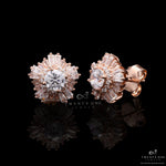 Rose Gold Amrita Studs With Diamond Baguette On 925 Silver