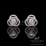 Intertwined Cluster Fauzia Solitaire Studs with Premium Screw Backs - White Gold Finish
