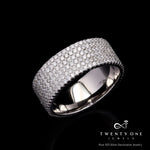 Solid Diamond Micro Setting Band Ring on Pure 925 Silver