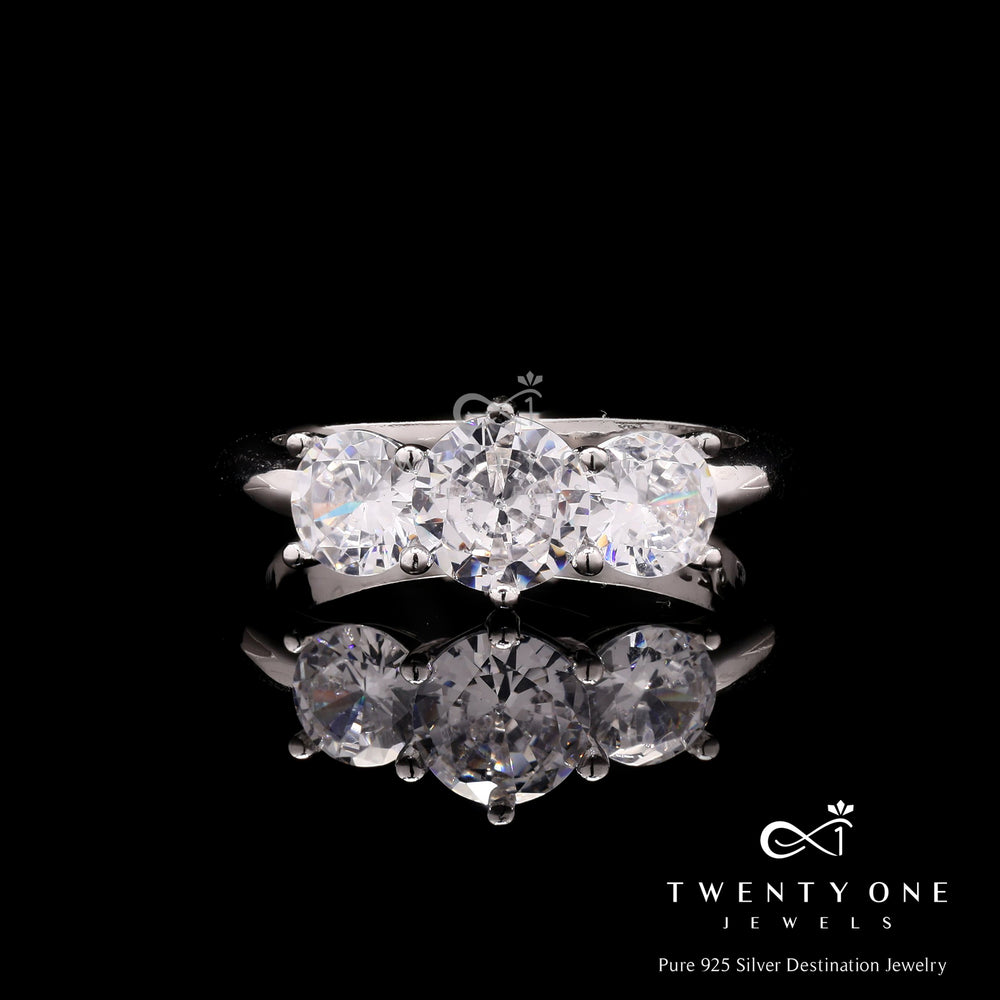 3 Solitaire Gaby Ring on Pure 925 Silver
