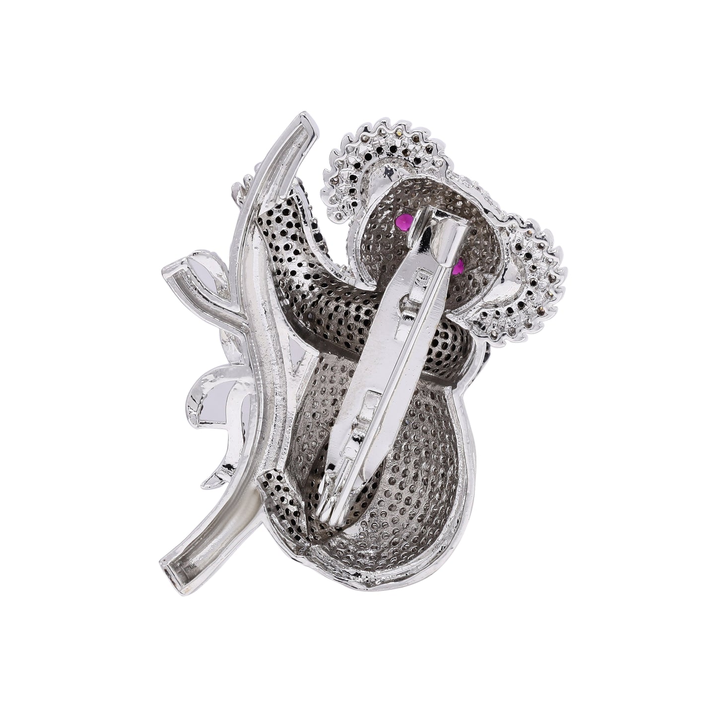 TOJ Everyday - Micro Setting Diamond Studded Koala Bear Unisex Statement Brooch for Men and Women with Ruby Dt