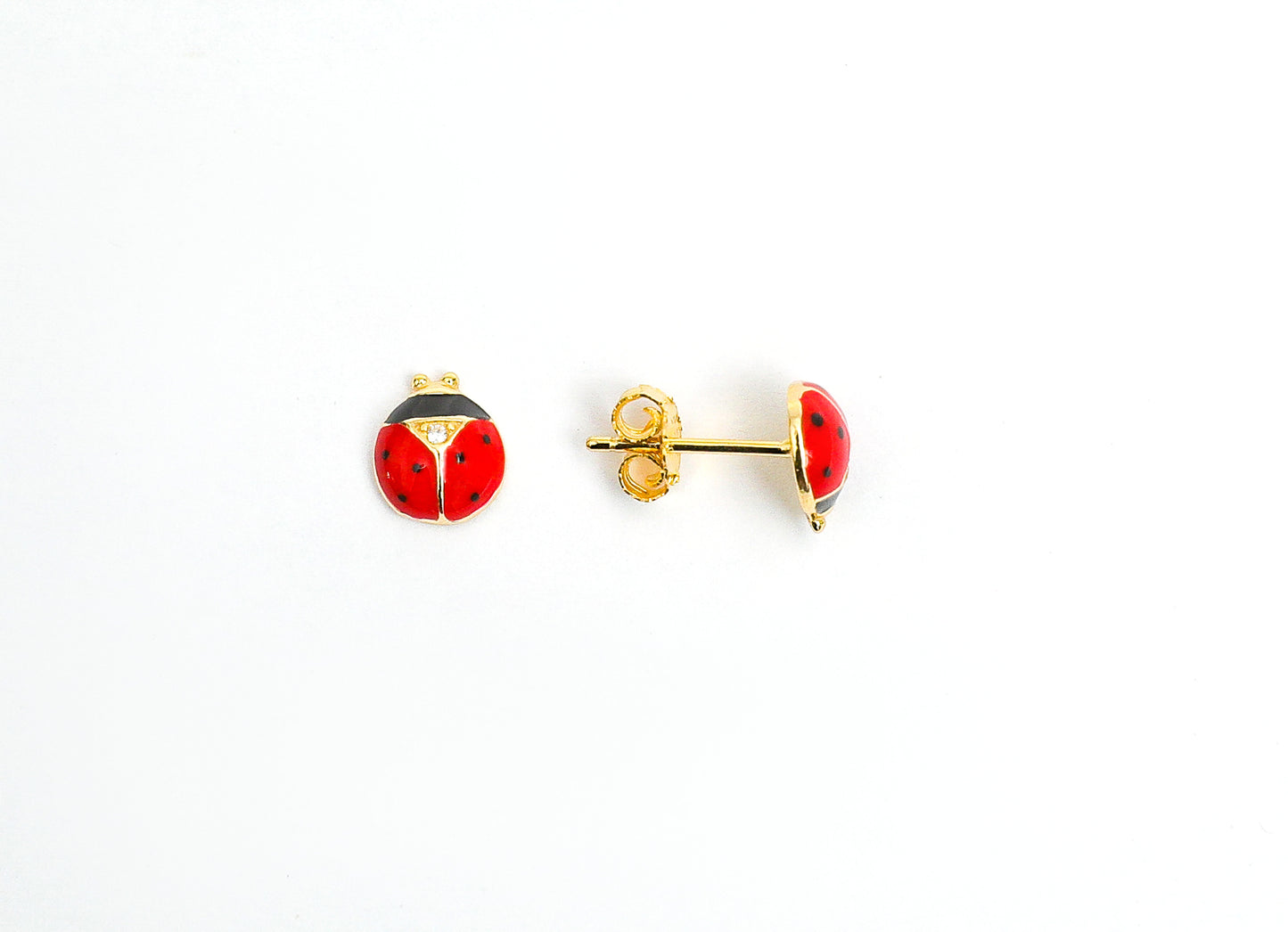 Pure 925 Silver Red lady Bug Kids Studs