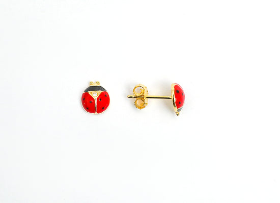 Pure 925 Silver Red lady Bug Kids Studs