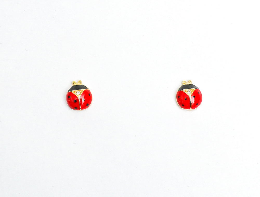 Pure 925 Silver Red lady Bug Kids Studs