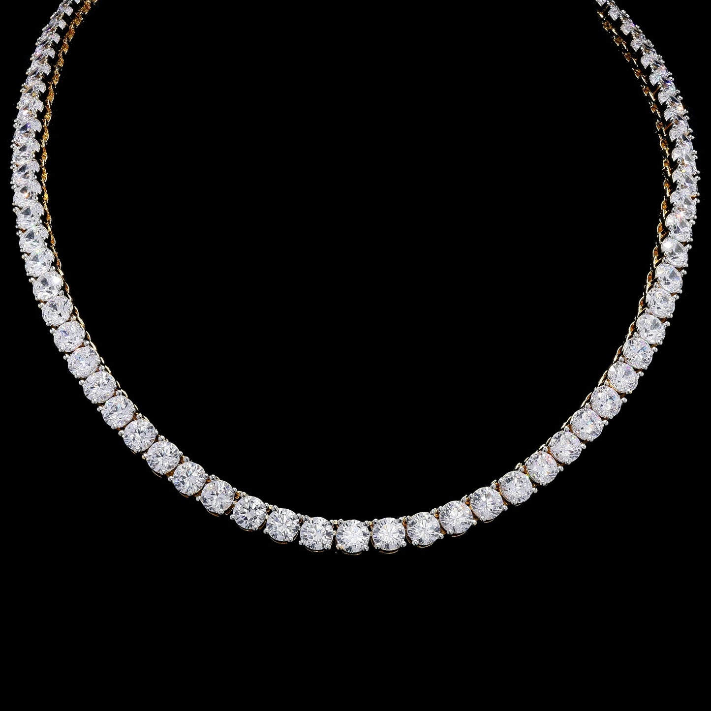 TOJ Everyday - Premium 50 Pointer Gold Finish Solitaire Single Line Necklace Set with Earrings