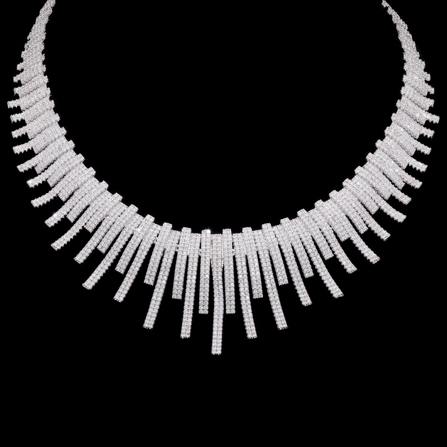 Premium Italian Micro Setting Delna Bridal Necklace Set with Earrings