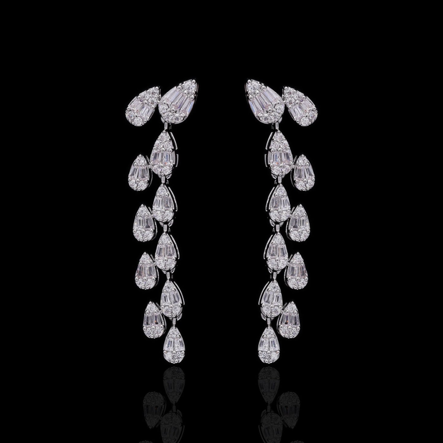 TOJ Everyday - Premium Drop Shaped Octa Pressure Setting Necklace Set with Earrings.