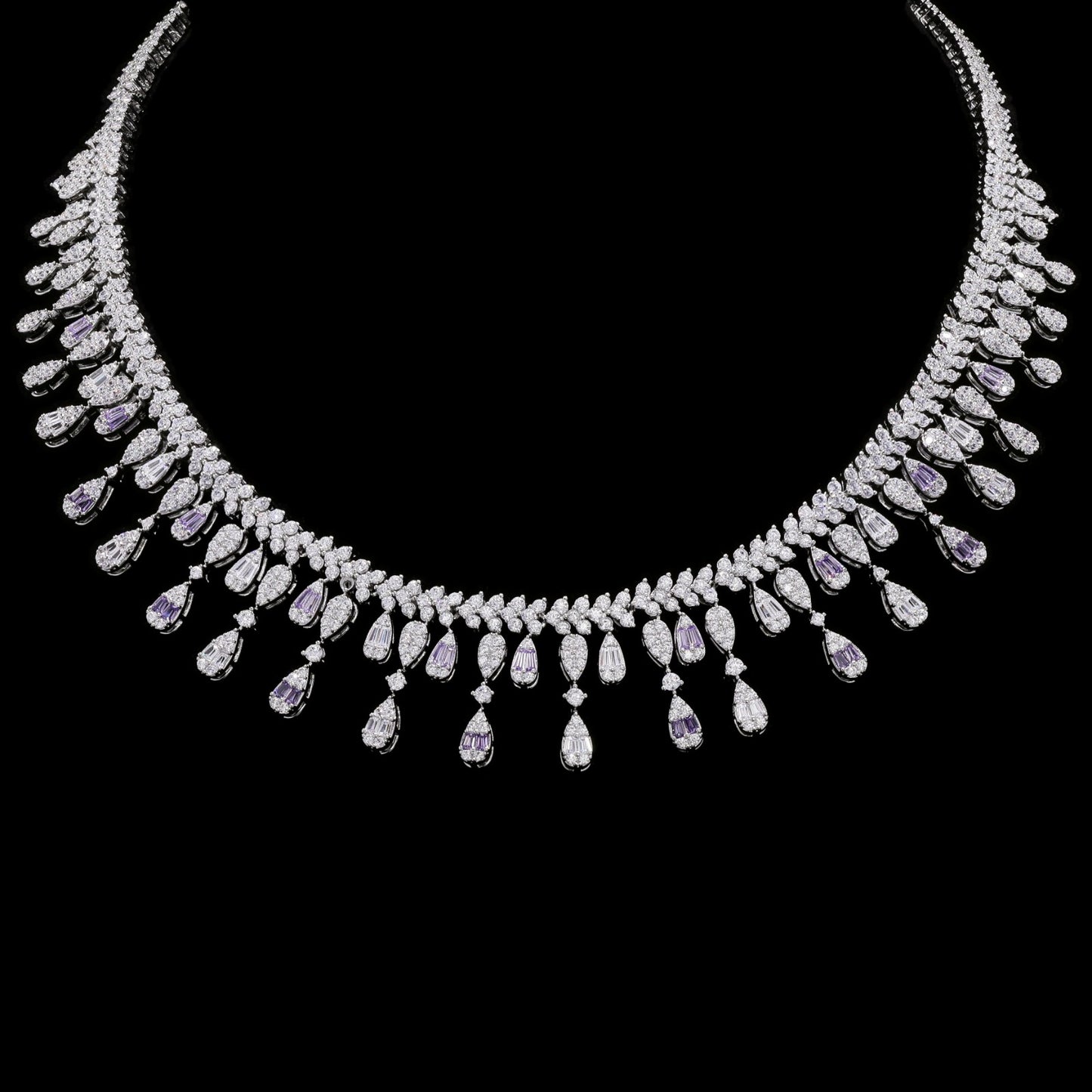 TOJ Everyday - Premium Drop Octa Setting Nora Necklace Set with Amethyst Detailing
