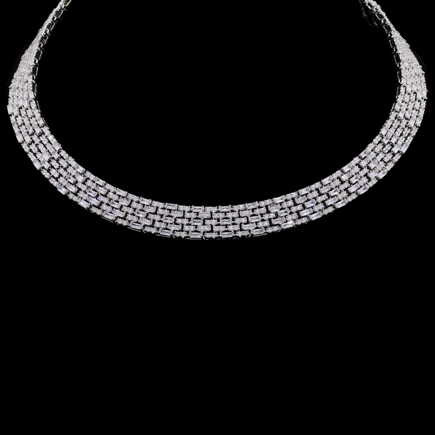 Premium TOJ Everyday - Italian Baguette Setting Helina Festive Necklace Set with Earrings