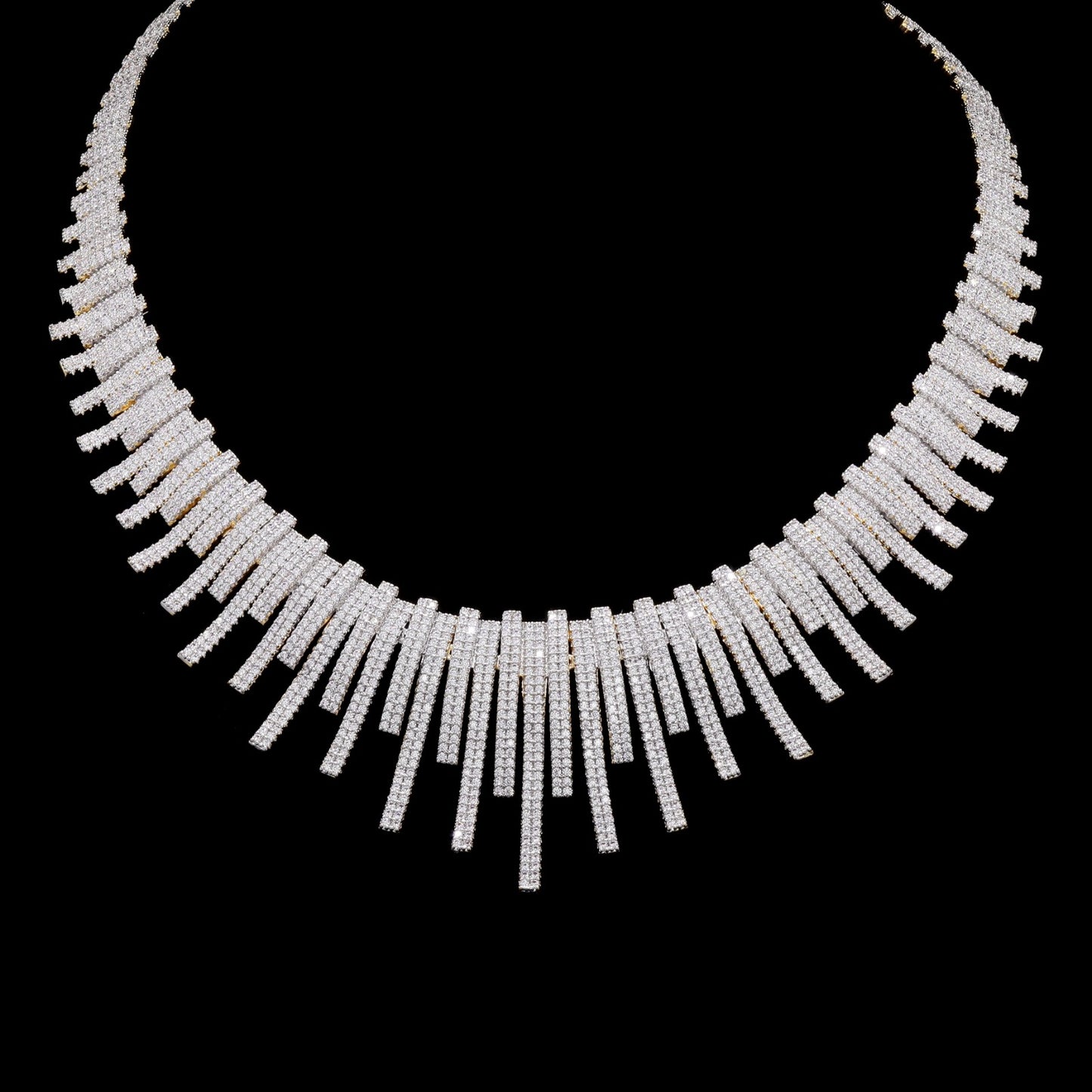 TOJ Everyday - Premium Italian Micro Setting Gold Finish Delna Bridal Necklace Set with Earrings