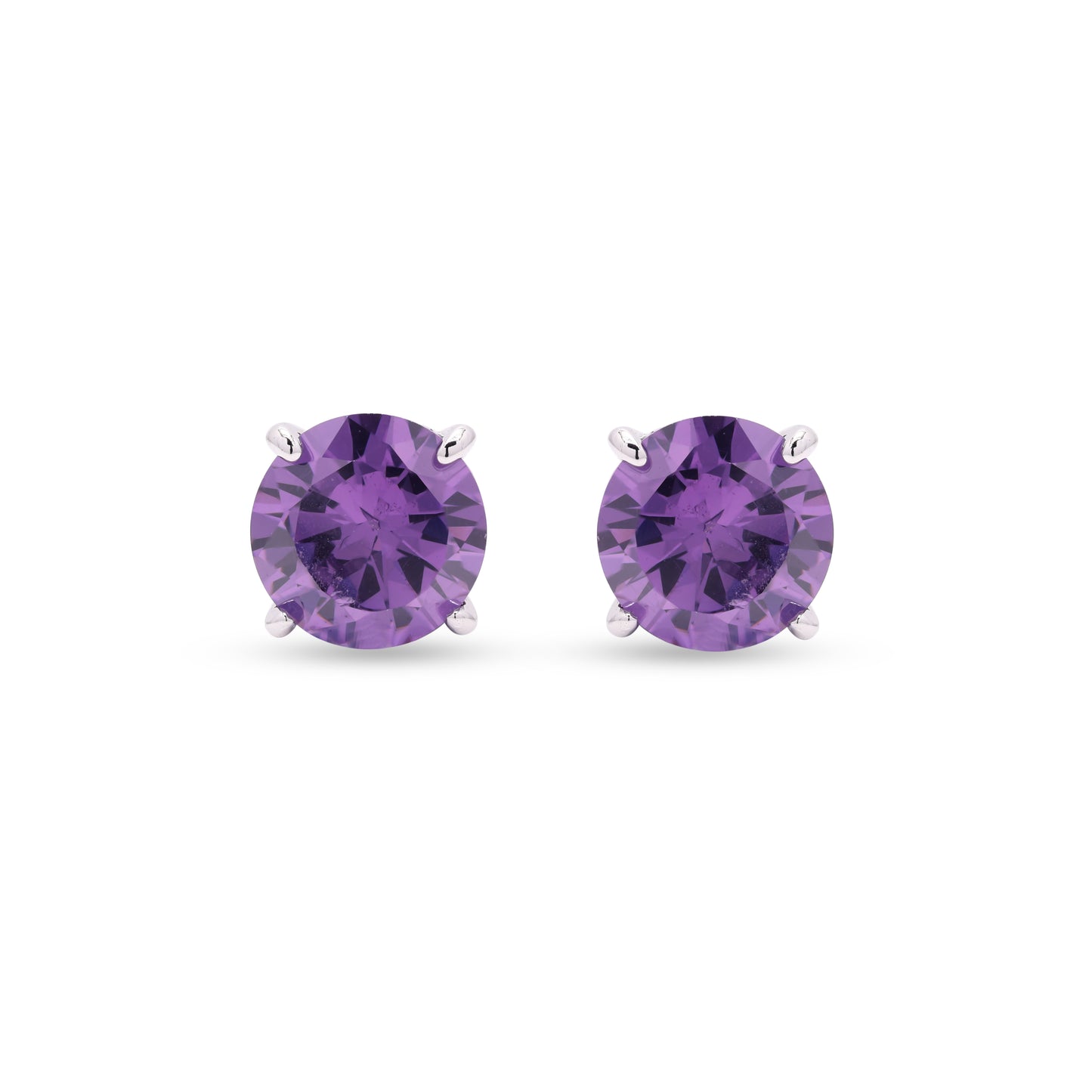 2 Carat Hydro Amethyst Solitaire Studs on Pure 925 Silver.