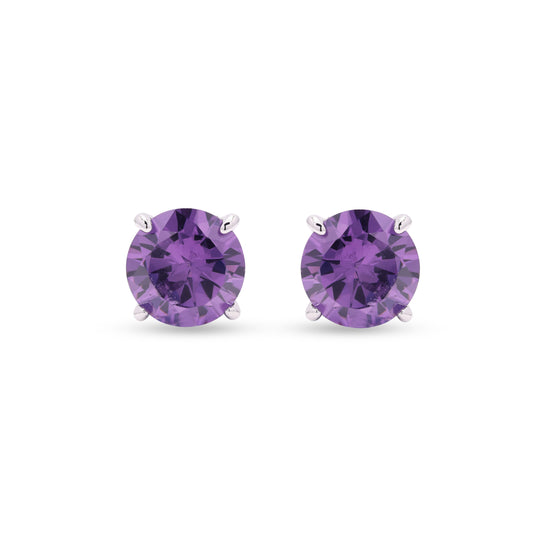 2 Carat Hydro Amethyst Solitaire Studs on Pure 925 Silver.