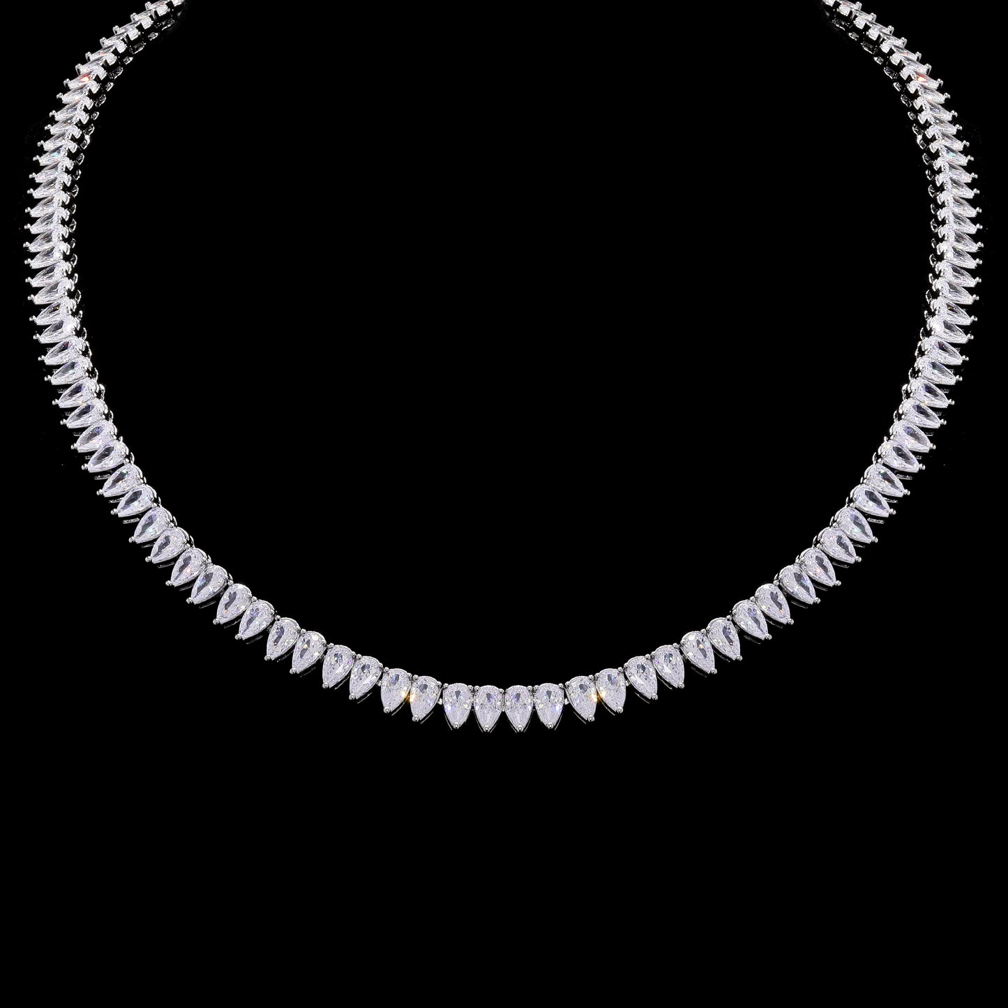 TOJ Everyday - Premium 50 Pointer Drop Solitaire Marky Necklace Set with Earrings