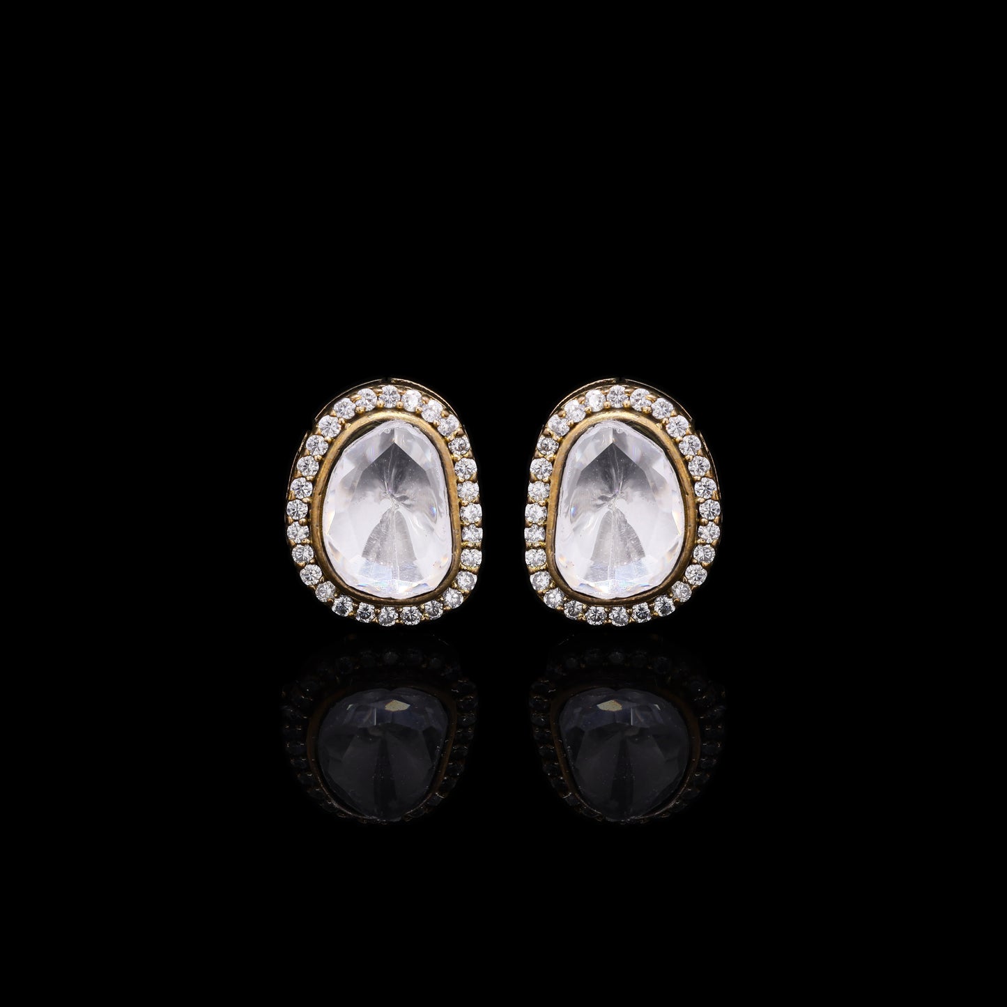 TOJ Everyday - Antique Victorian Finish Oval Polki Diamond Mens Cufflink Pair