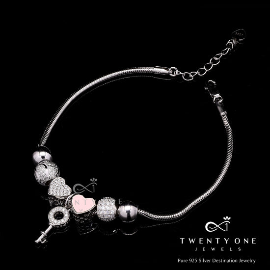 Pure 925 Silver Charms Bracelet