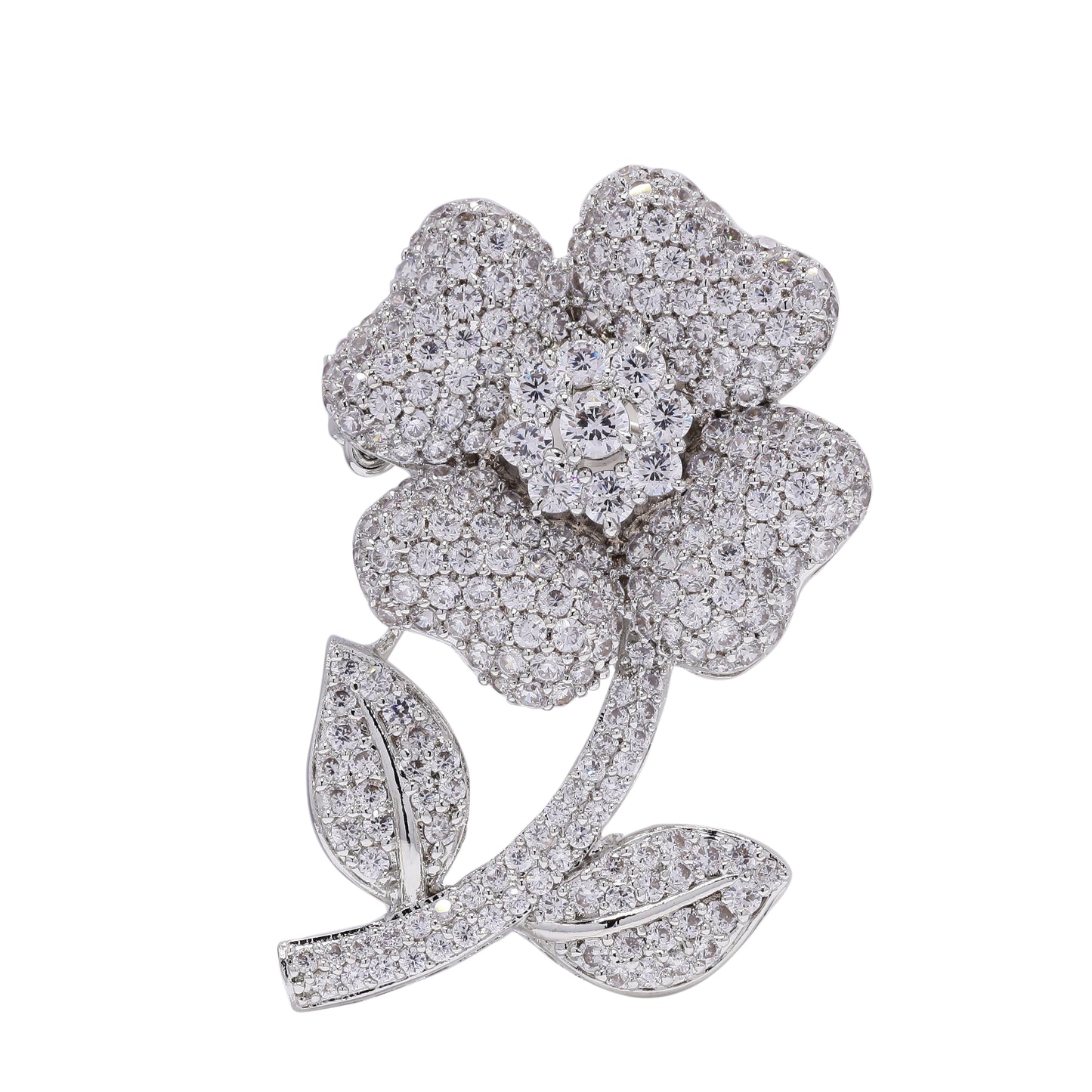 TOJ Everyday - Micro Setting Diamond Studded Unisex Flower Brooch for Men and Women