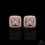 Rose Gold Kanani Studs With Diamond Baguette on 925 Silver.