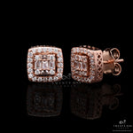 Rose Gold Kanani Studs With Diamond Baguette on 925 Silver.