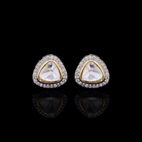 Mens Trillion Polki Diamond Gold Finish Mens Cuff Link Pair with Cluster Diamonds