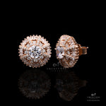 Rose Gold Maharani Clova Studs With Diamond Baguette on 925 silver.