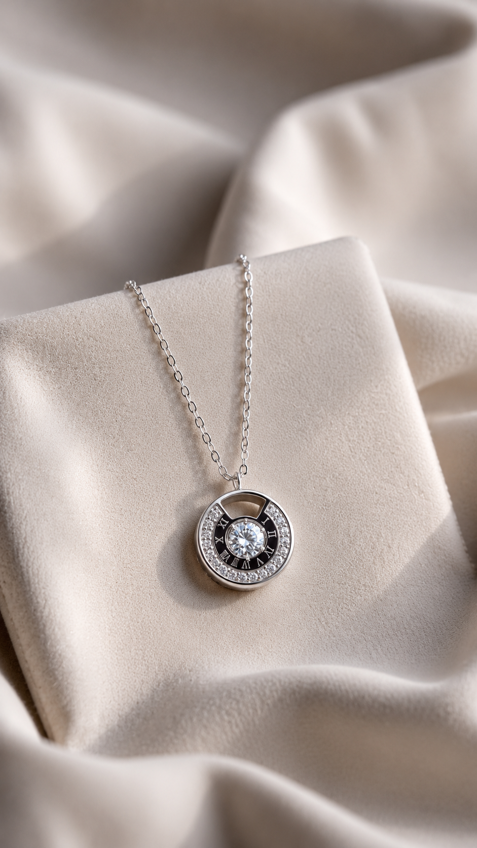 Vintage 925 Silver Solitaire Pendant With Chain on Pure 925 Silver