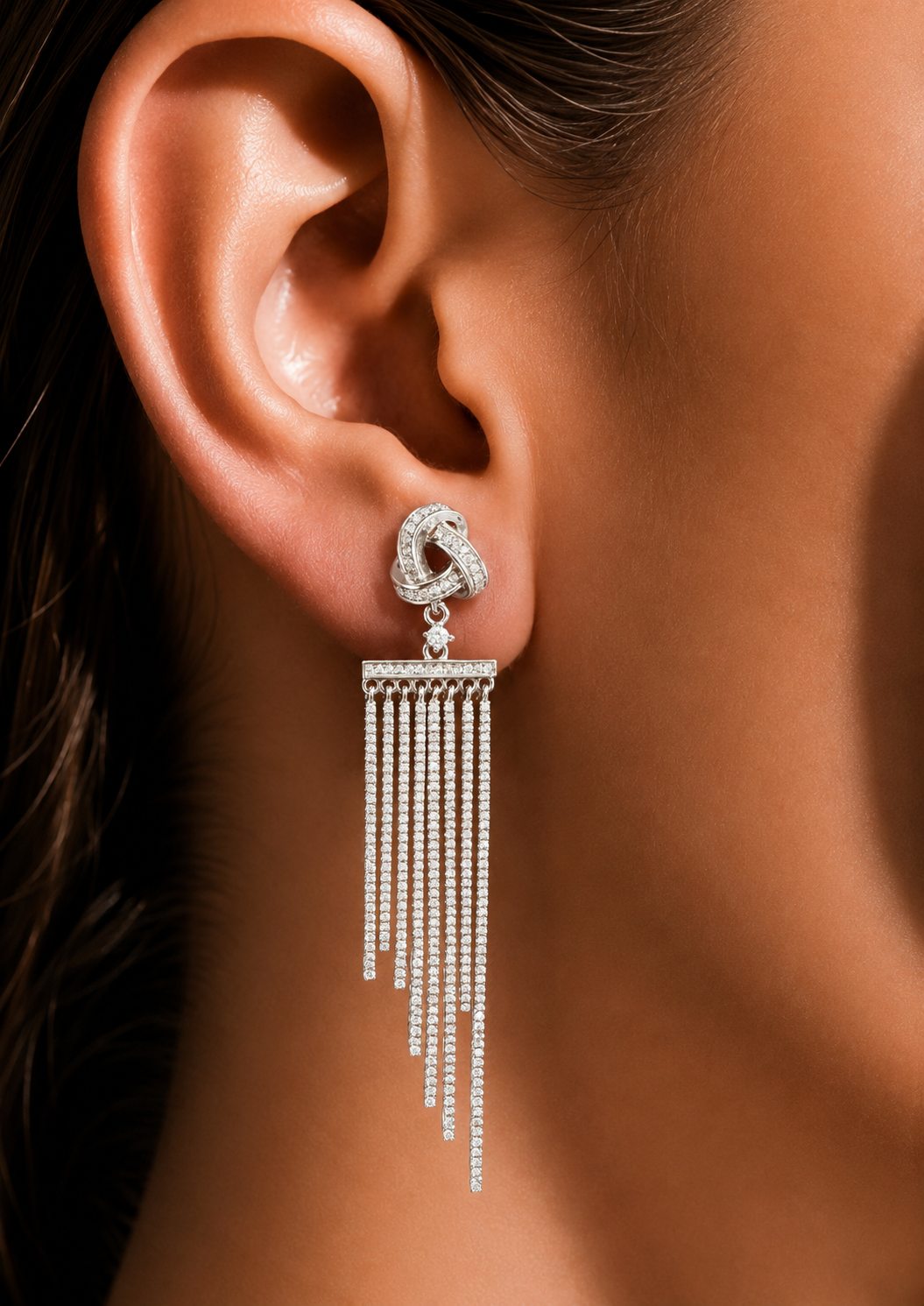 Victoria Chandeliar 925 Silver Long Earrings