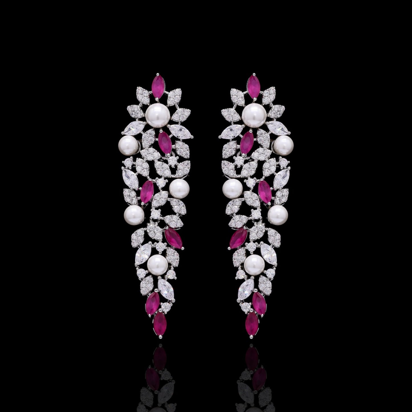 TOJ Everyday - Fresh Water Pearl and Ruby Cocktail Necklace Set with Earrings