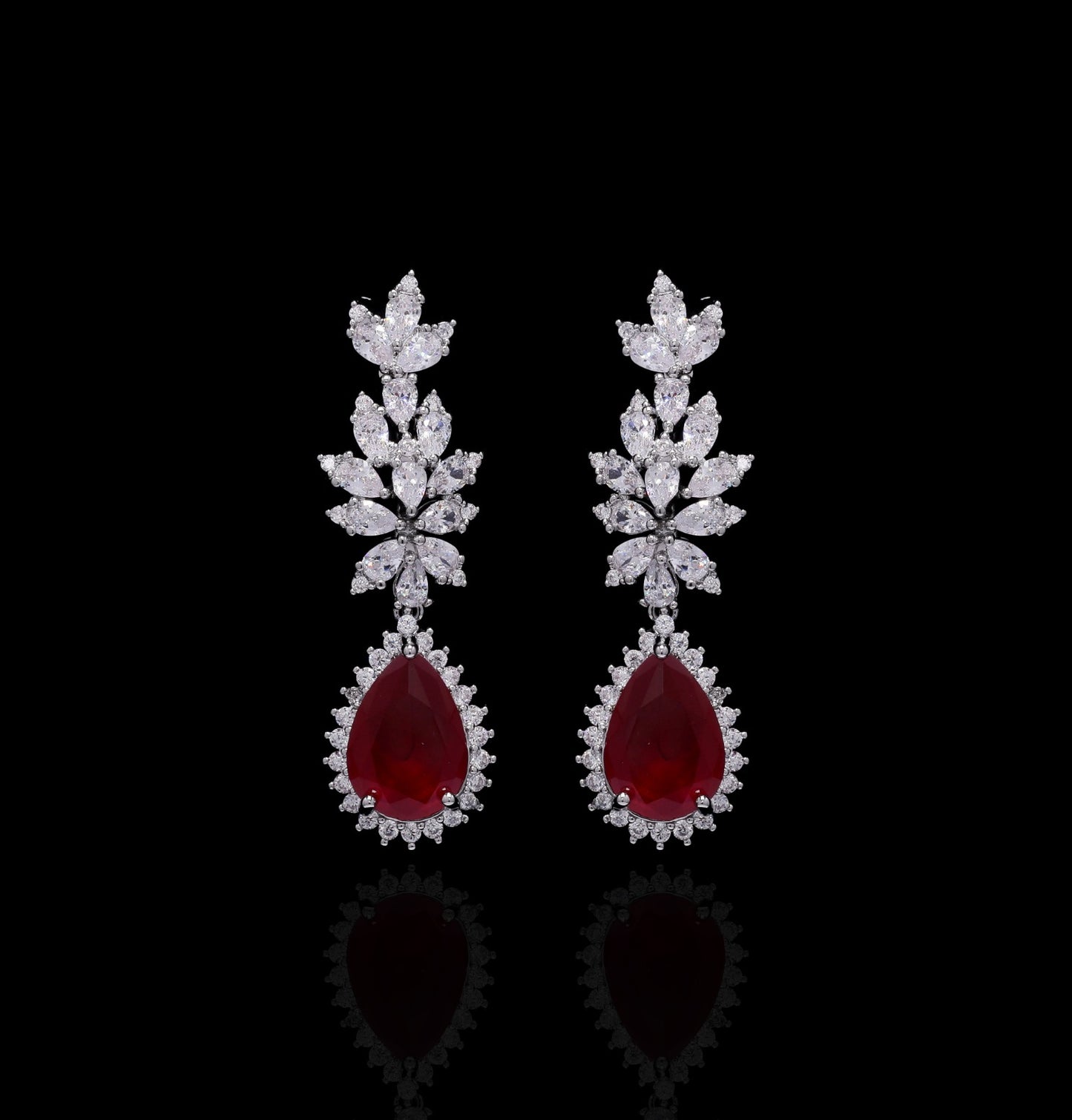 TOJ Everyday - Premium Ruby and Marquise Diamond Beyonce Necklace Set with Earrings