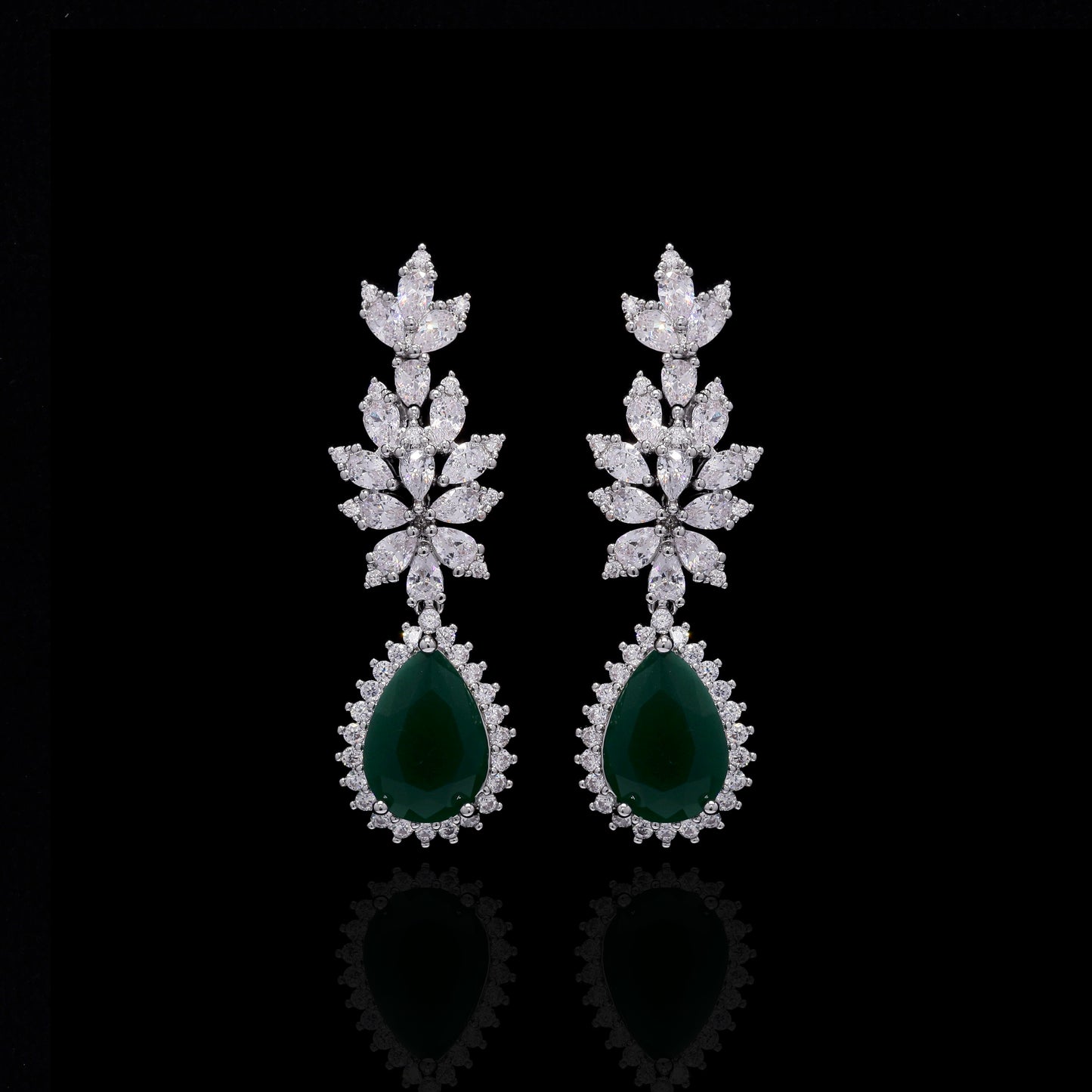 TOJ Everyday - Premium Emerald and Marquise Diamond Beyonce Necklace Set with Earrings