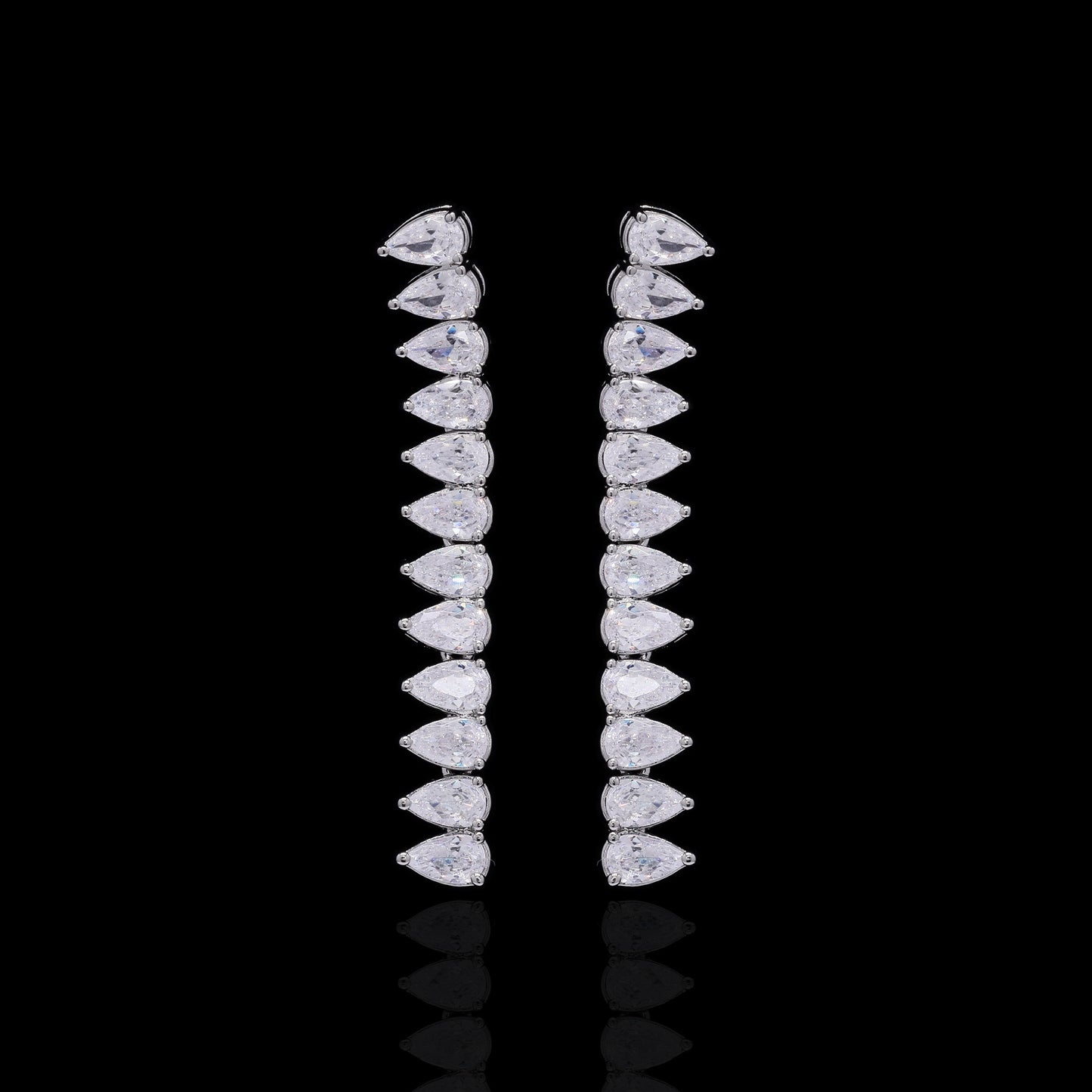 TOJ Everyday - Premium 50 Pointer Drop Solitaire Marky Necklace Set with Earrings