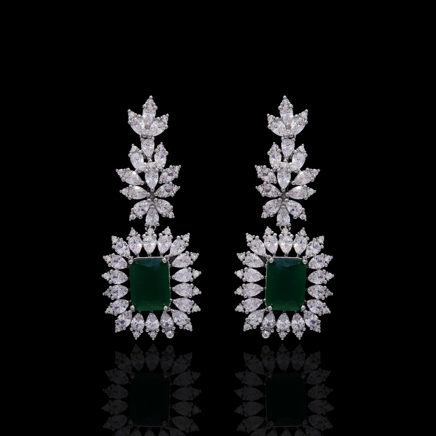 TOJ Everyday - Premium Emerald and Marquise Diamond Monaco Necklace Set with Earrings