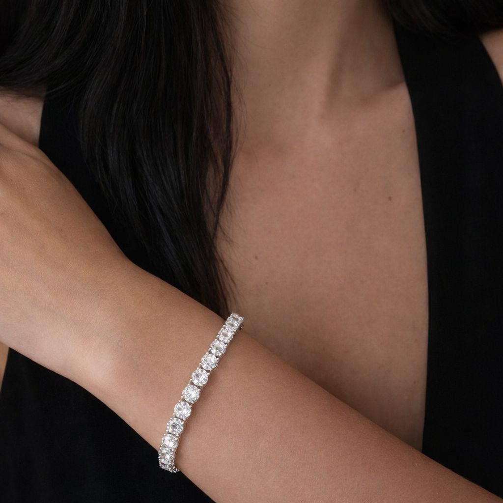 TOJ Everyday - 50 Pointer American Diamond Solitaire Classic Anti Tarnish Tennis Bracelet