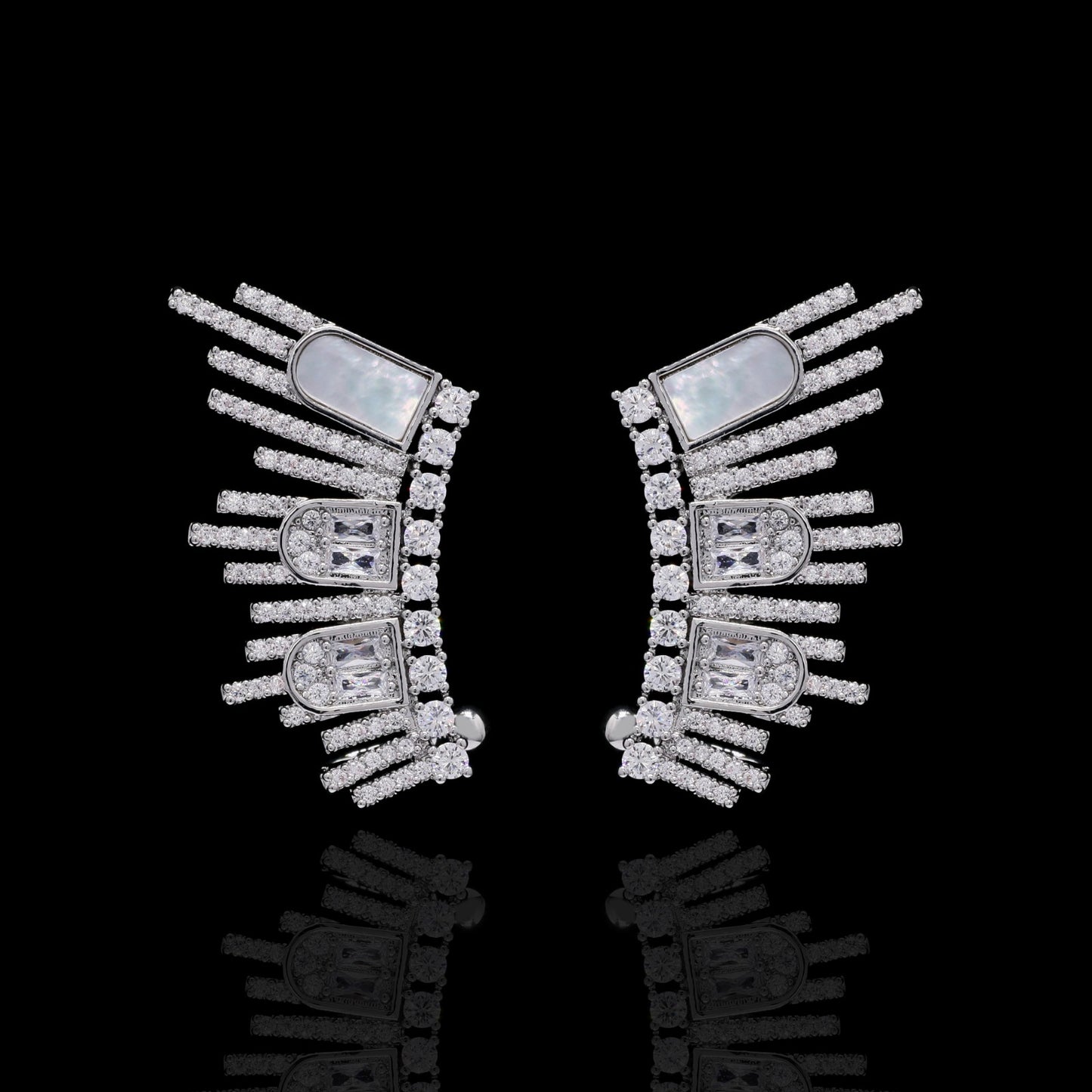 TOJ Everyday - Premium Mother of Pearl and American Diamond Jonita Cocktail Necklace Set with Earrings