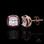 Rose Gold Diamond Studded Roza Studs On 925 Silver