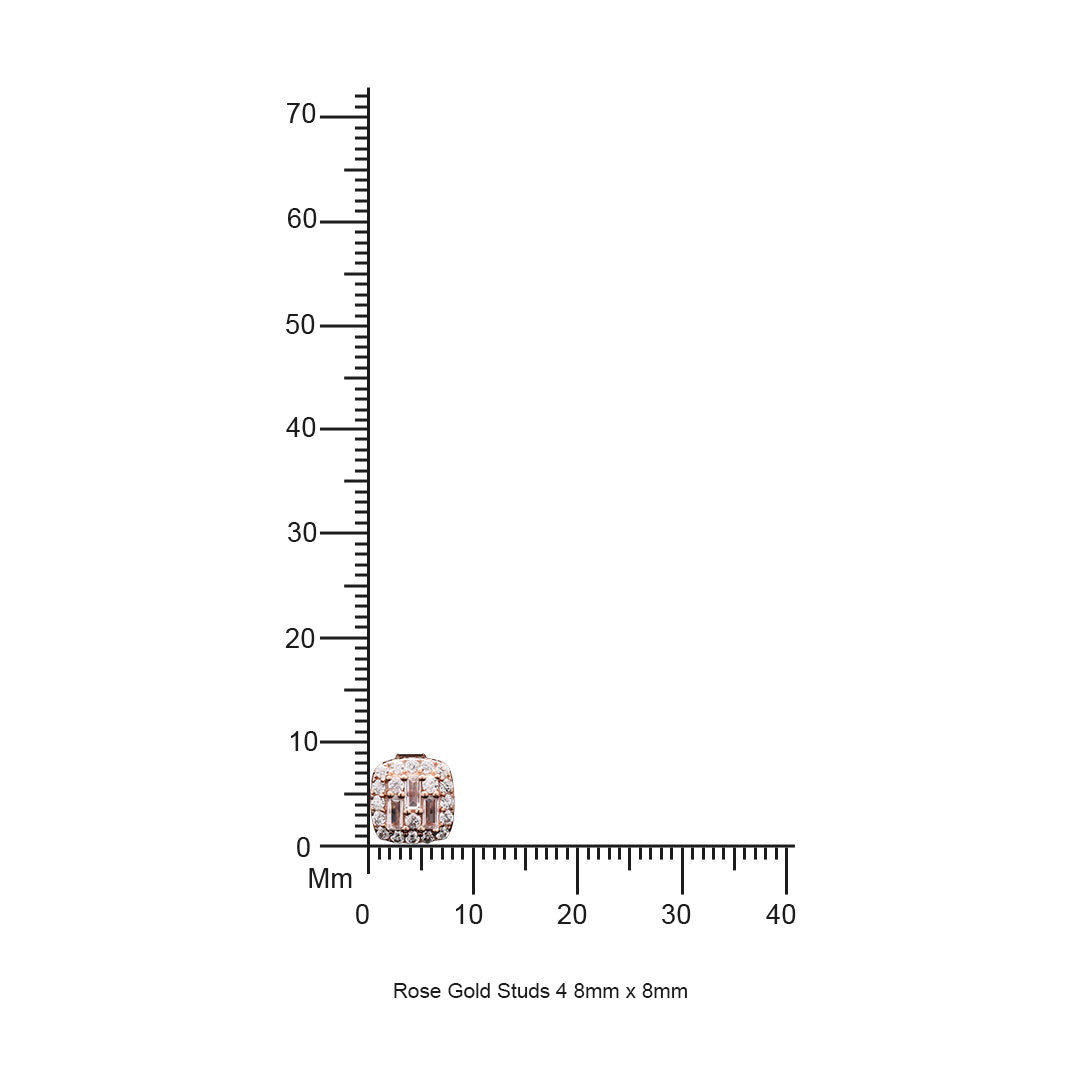 Rose Gold American Diamond Studded Stella Stud on Pure 925 Silver.