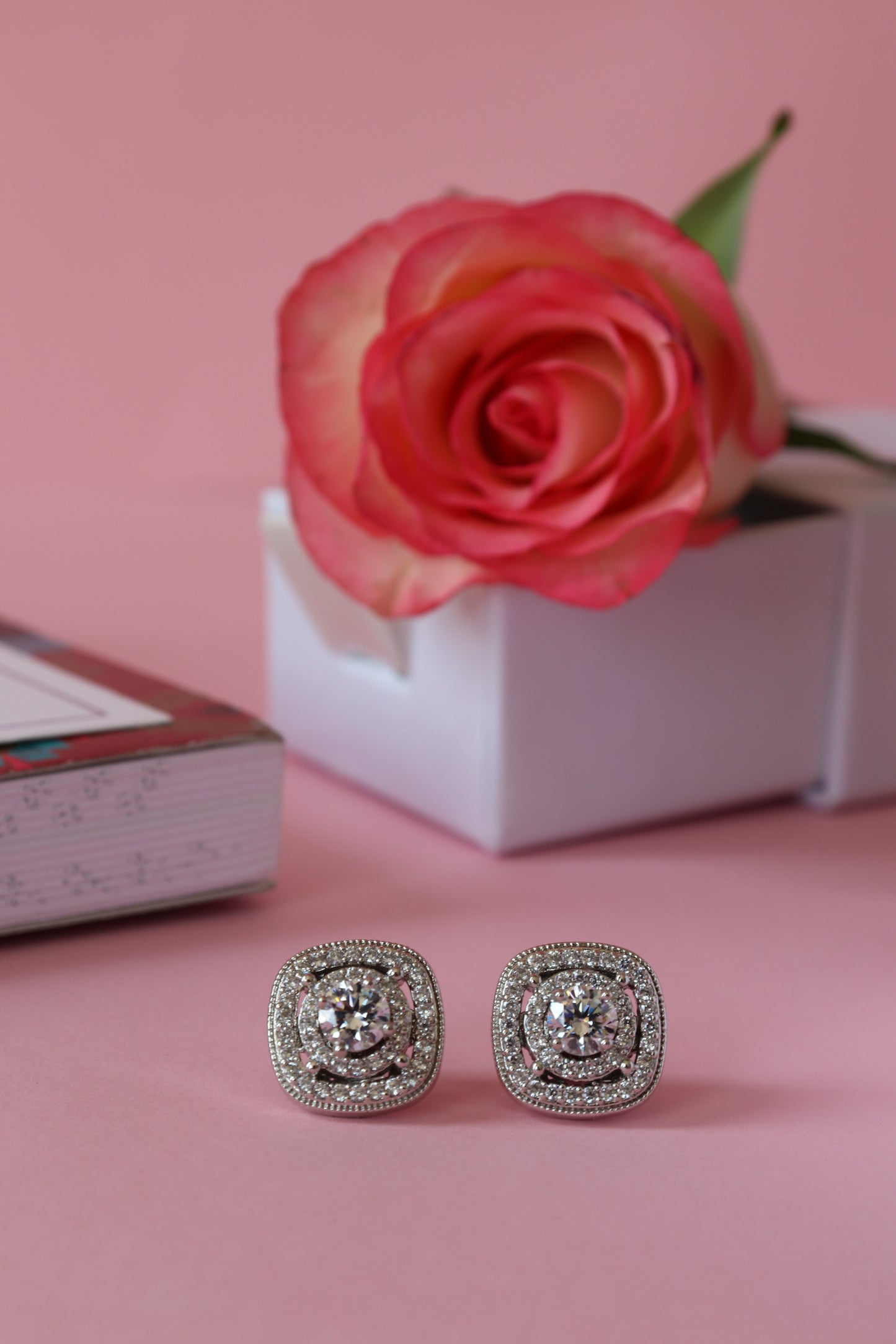 TOJ Everyday - Sombre Clustre Zirconia Stud Earrings with Removable Outer Jacket