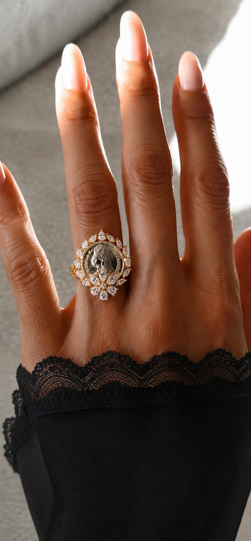 TOJ Everyday -  Gold Finish Ginni Gold Coin Adjustable Ring ( Fits All Sizes )