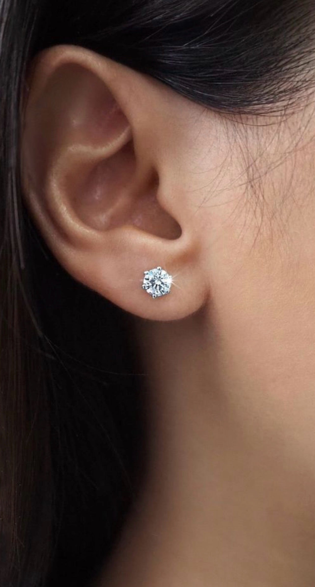50 Cents Each Solitaire Stud with Premium Screw Backs on Pure 925 Silver-White Gold finish