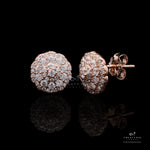 Rose Gold Diamond Marinell Cluster Studs On 925 Silver